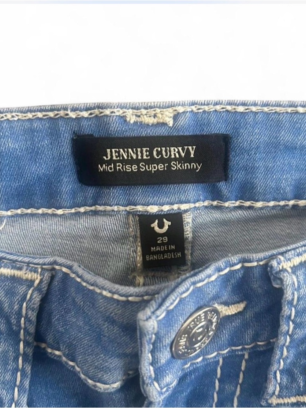 True Religion Jennie Curvy Super Skinny Jeans Size 29 Mid Rise Light Wash - Picture 3 of 4